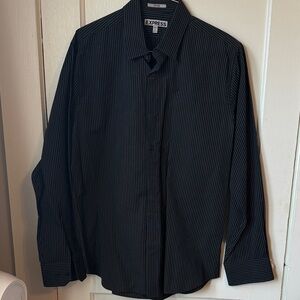 Express Men's Black Pinstripe Dress Shirt